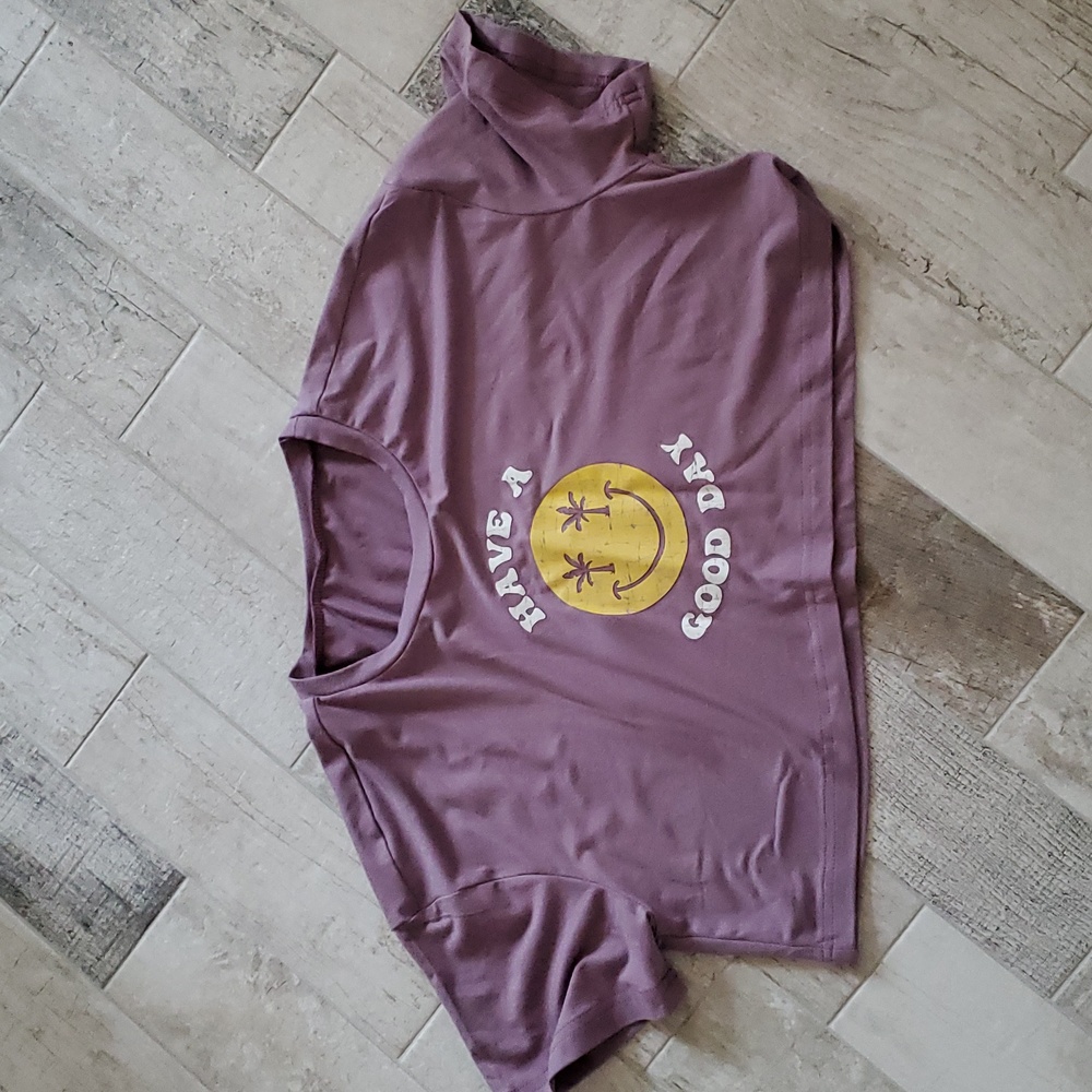NEW Size Small Purple Super Cropped Short Sleeve T Shirt Shein Have a Good Day